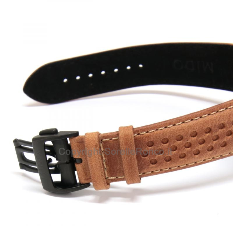 MIDO MULTIFORT CHRONO ANTRACITE 44MM PELLE MARRONE