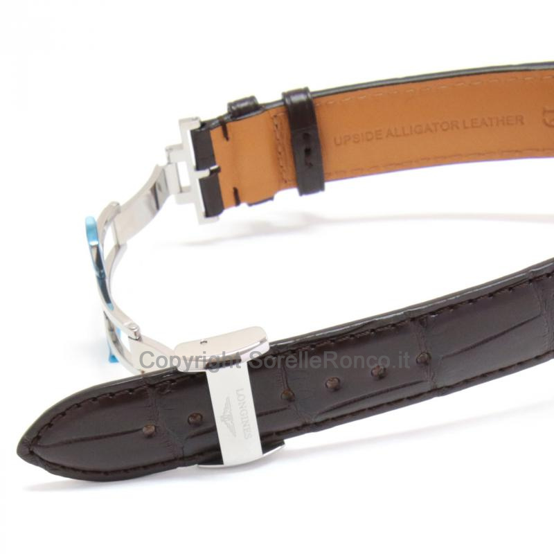 LONGINES RECORD ARGENTO 38.5MM CINTURINO PELLE