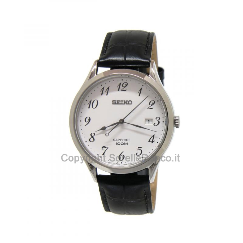 SEIKO CLASSIC BIANCO 40MM CINTURINO NERO PELLE