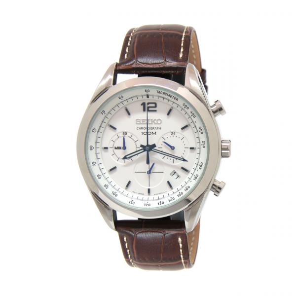 SSB095P1 - Seiko Sport Chrono Bianco 44,9mm Cinturino Pelle