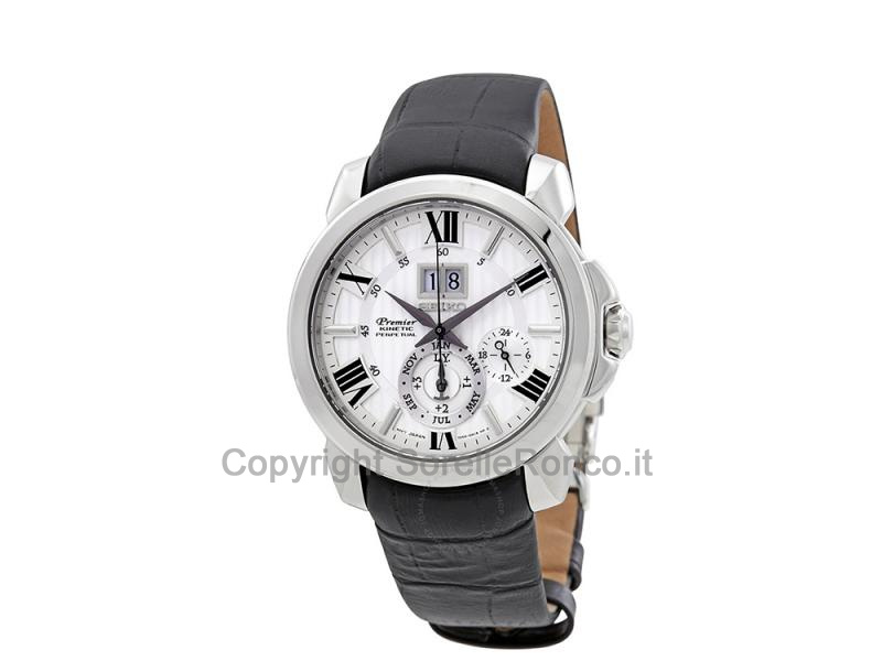 SEIKO PREMIER CINETICO SILVER 42,9MM PELLE MARRONE