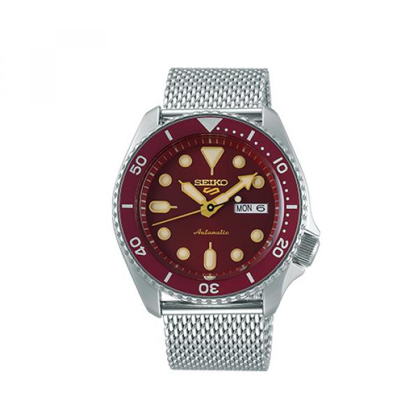 SRPD69K1 - Seiko 5 Rosso Acciaio Maglia Milano 42,5mm