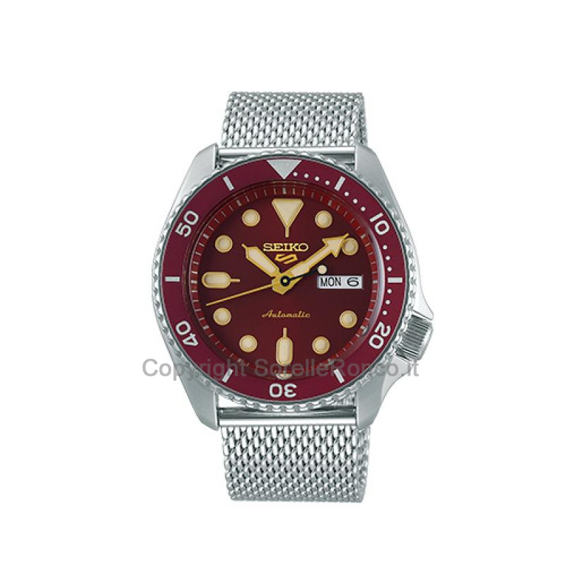SEIKO 5 ROSSO ACCIAIO MAGLIA MILANO 42,5MM