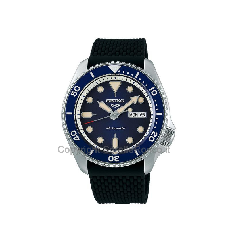 SEIKO 5 ACCIAIO BLU CINTURINO NERO AUTO 42,5MM