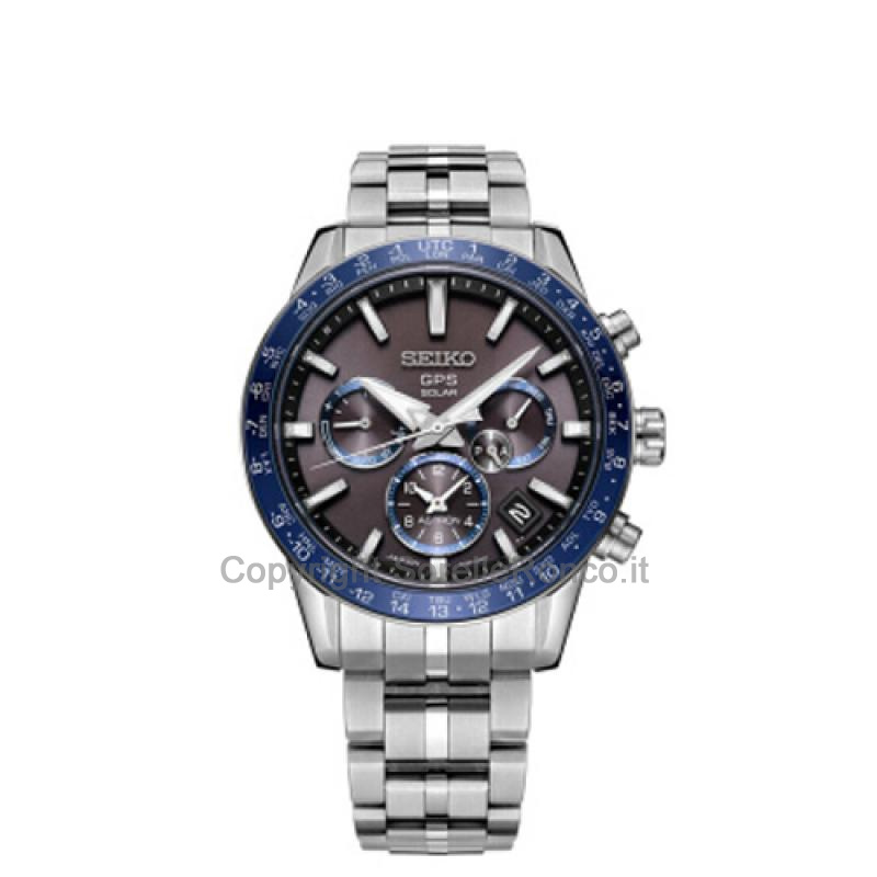 Astron Solar Titanio 42.9mm Nero Ghiera Blu GPS