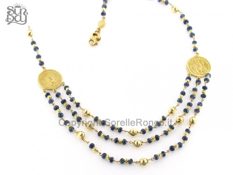COLLANA SUN DAY IN ORO CON ZAFFIRI BLU