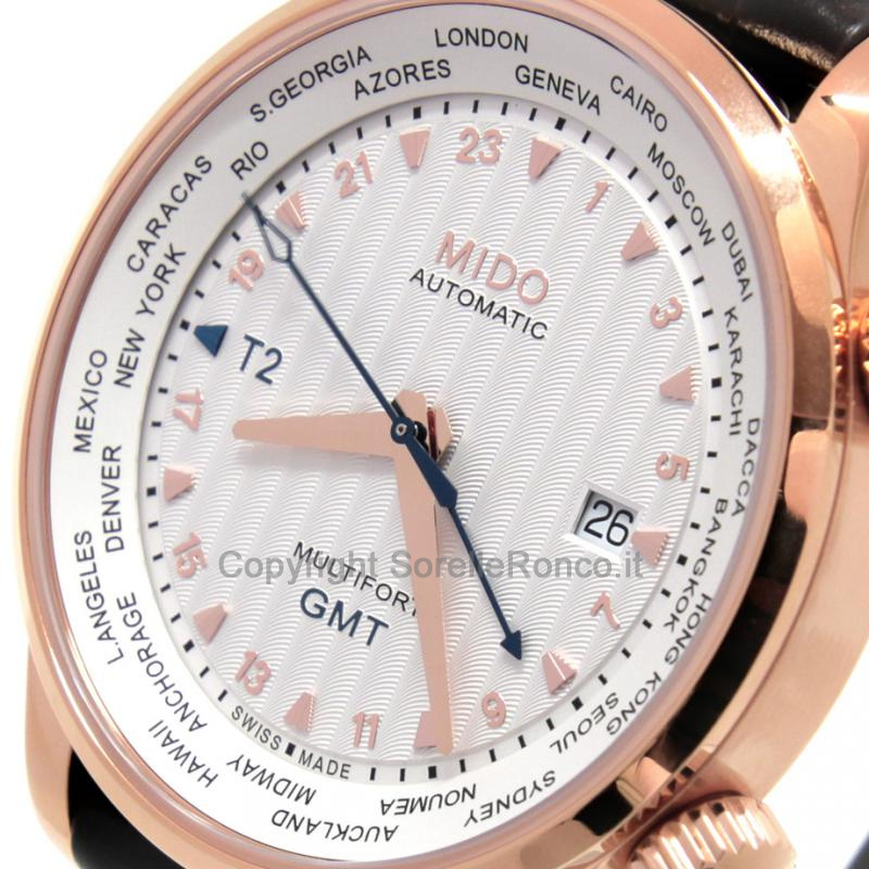 MIDO MULTIFORT GMT 42MM SILVER ORO ROSA