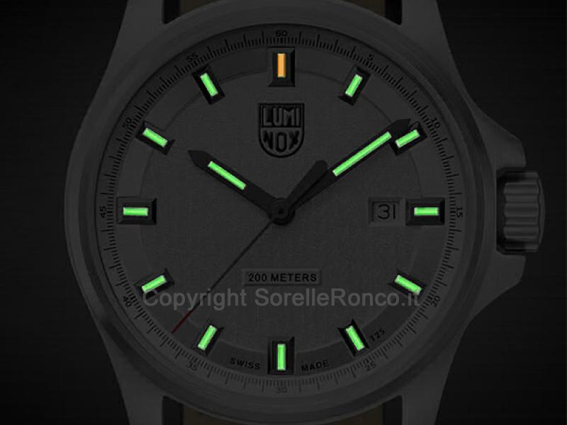 LUMINOX DRESS FIELD ARGENTO PELLE NERA