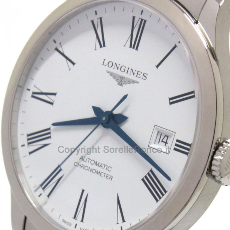 LONGINES RECORD BIANCO 40MM CHRONO ACCIAIO