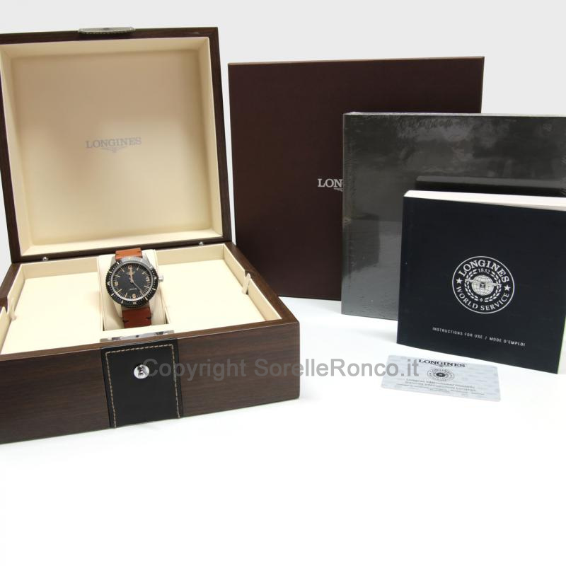 LONGINES HERITAGE SKIN DIVER NERO 42MM PELLE