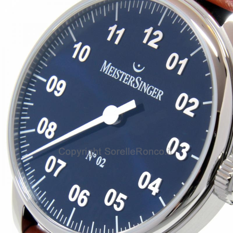 MEISTERSINGER CLASSIC N.2 43MM BLU CINTURINO PELLE