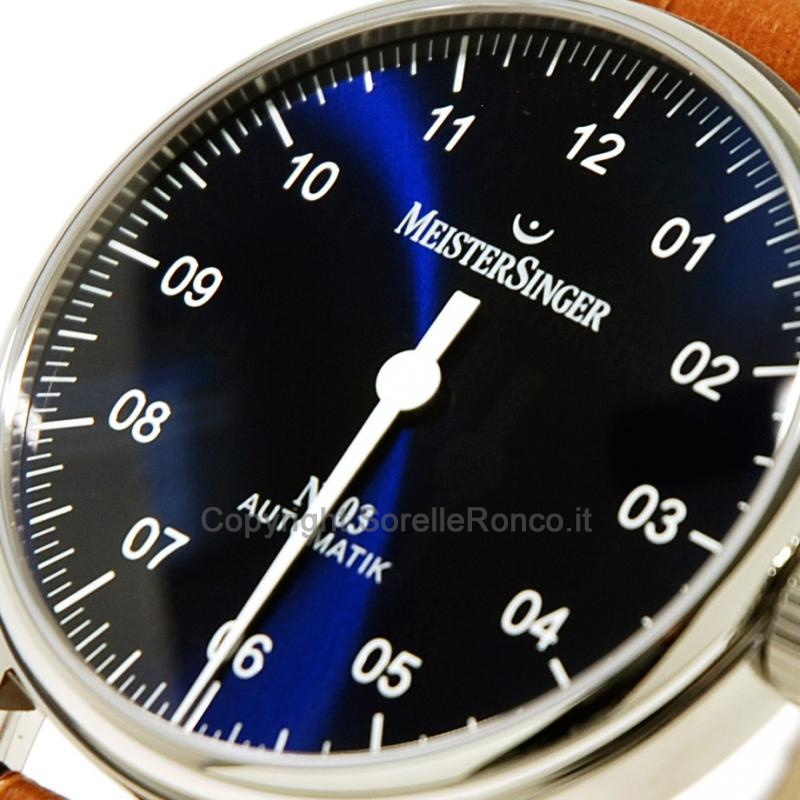 MEISTERSINGER CLASSIC N.3 43MM BLU PELLE COGNAC