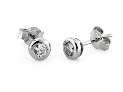 Orecchini Oro e Zirconi ø 4.5 mm