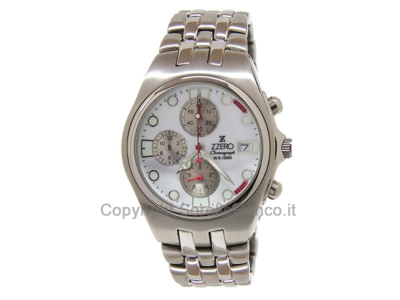 ZZERO WATCHES CHRONO 40MM BIANCO ACCIAIO QUARZO