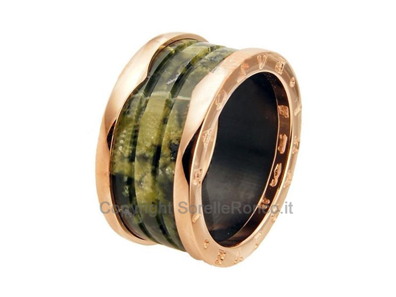 ANELLO BULGARI B01 ORO ROSA MARMO VERDE