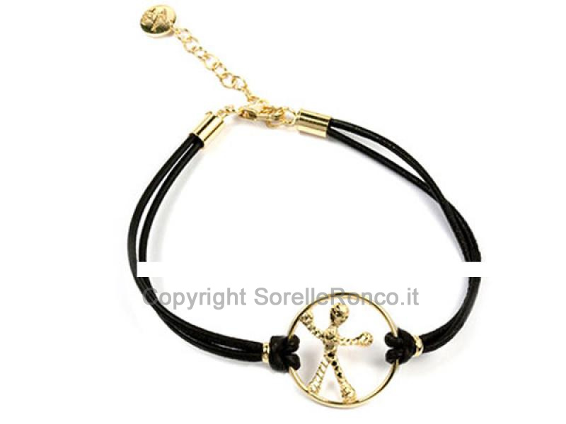 BRACCIALE IN CUOIO PENSIERI FELICI GOLD