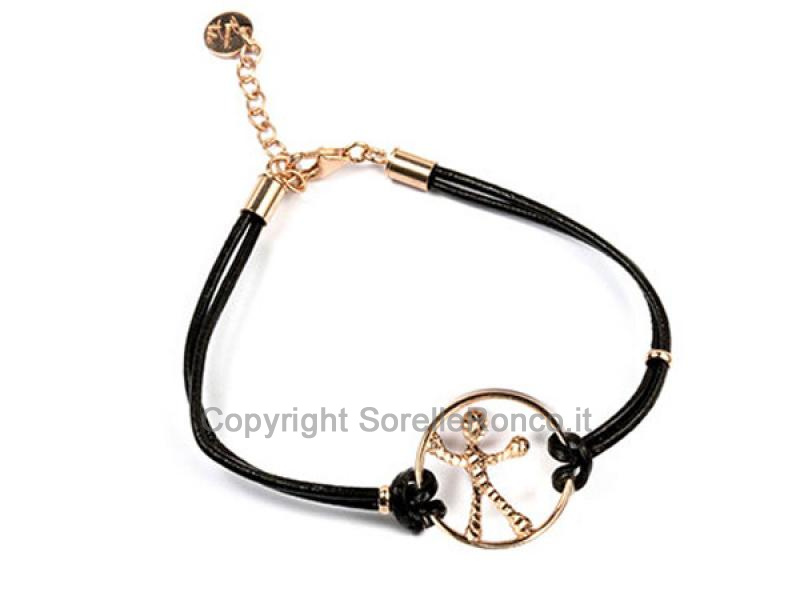 BRACCIALE PENSIERI FELICI IN CUOIO