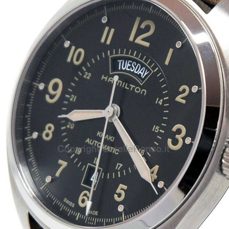 HAMILTON KHAKI FIELD AUTOMATICO NERO 42MM PELLE