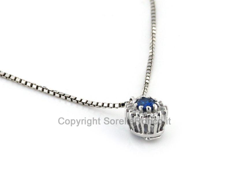 COLLANA ORO BIANCO ZAFFIRO E DIAMANTI