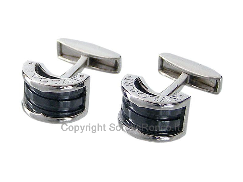 GEMELLI BULGARI ARGENTO E CERAMICA