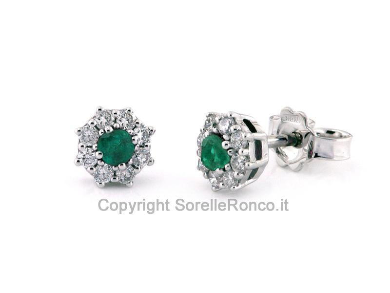 ORECCHINI FIORE CON SMERALDO E DIAMANTI
