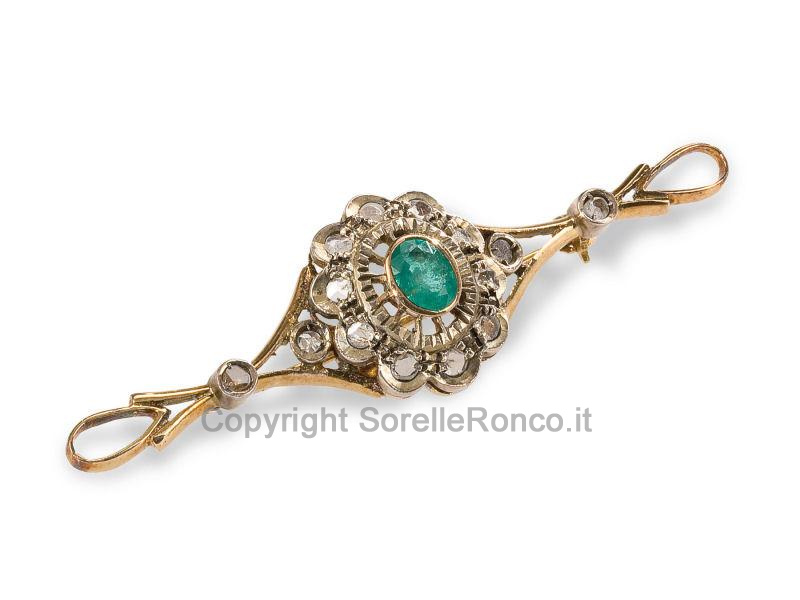 SPILLA VINTAGE CON SMERALDO