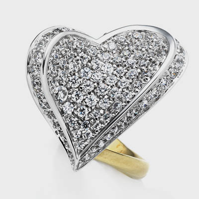 Scopri Anello Cuore Oro bianco e Rubini San Valentino